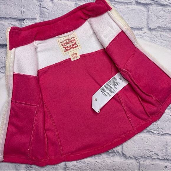 Levi’s Fleece Zip Up Jacket in White/Pink - Picture 5 of 7
